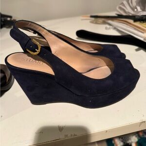 Stuart Weitzman Dark Blue Wedge Sandals